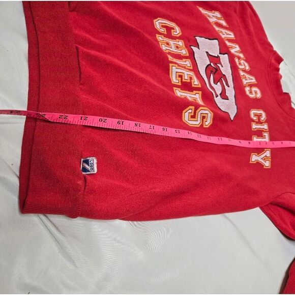 VINTAGE 90s Kansas City Chiefs red crew neck distressed sweater‎ sweatshirt M - Picture 9 of 10